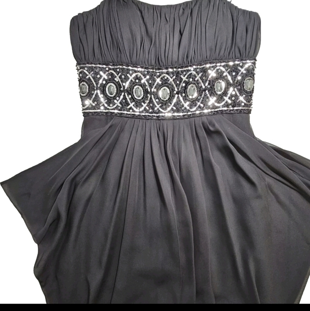 Hailey Adrianna Papell Black Formal Elegant Sexy Evening Prom Beaded Long Gown 6 - Picture 10 of 16